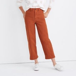 Madewell Slim Emmet Wide Leg Crop Pants in Rust Size 26